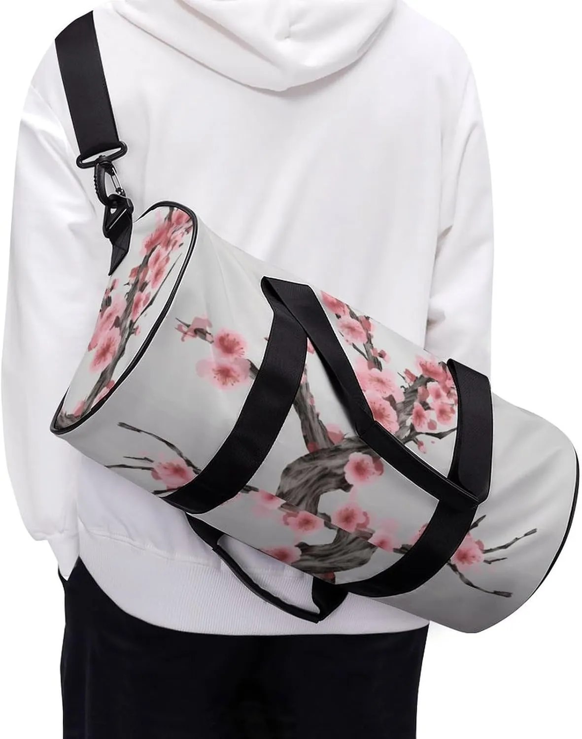 Gym Bag Cherry Blossom Tree Branch Duffel Bag for Men Women Overnight Bag with Shoe Compartment Workout Bags