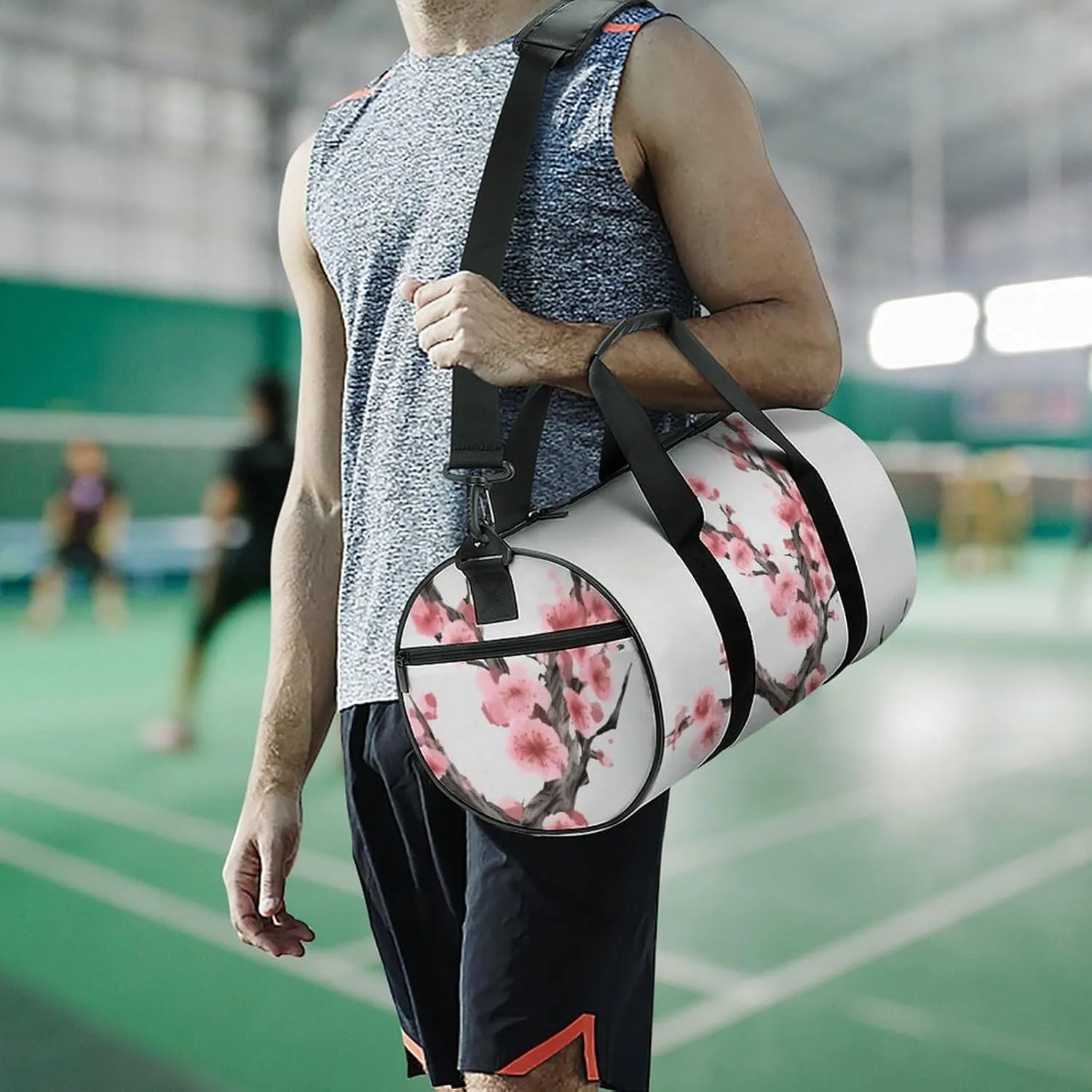 Gym Bag Cherry Blossom Tree Branch Duffel Bag for Men Women Overnight Bag with Shoe Compartment Workout Bags