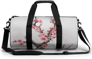 Gym Bag Cherry Blossom Tree Branch Duffel Bag for Men Women Overnight Bag with Shoe Compartment Workout Bags