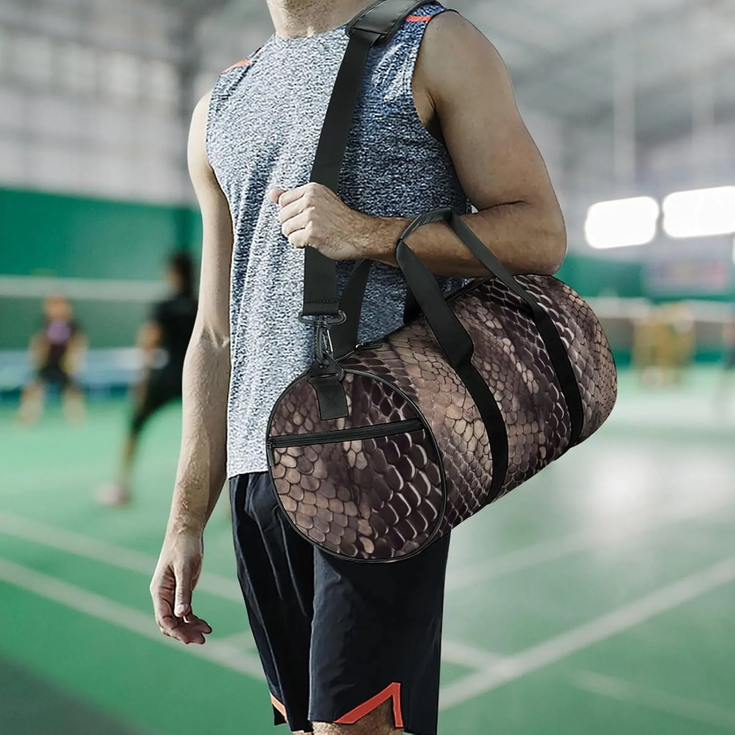 Gym Bag Classic Snake Skin Duffel Bag for Men Women Overnight Bag with Shoe Compartment Workout Bags