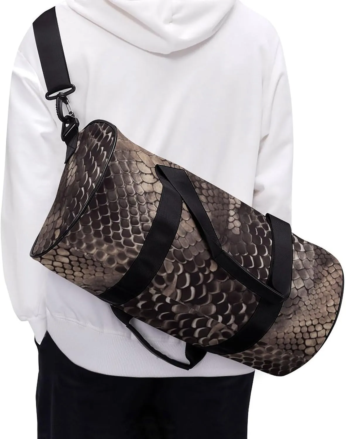 Gym Bag Classic Snake Skin Duffel Bag for Men Women Overnight Bag with Shoe Compartment Workout Bags