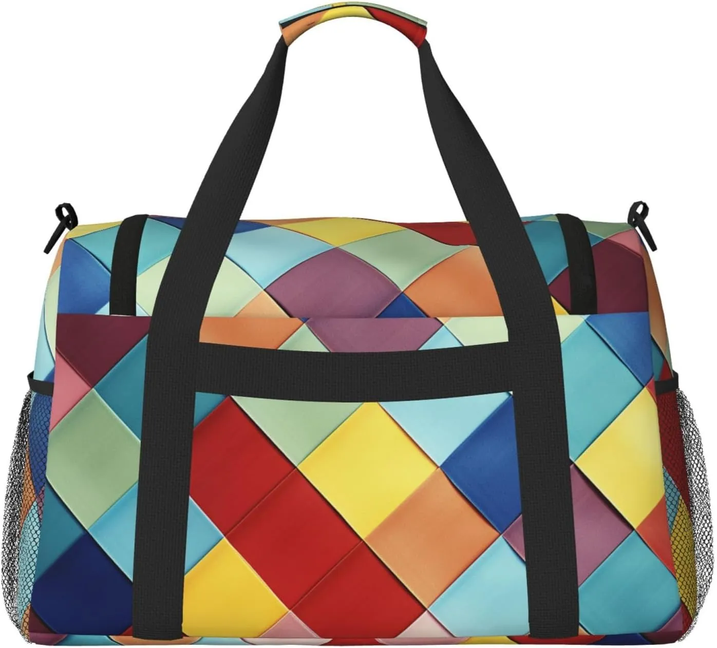 Gym Bag Colorful Plaid Duffel Bag for Men Women Travel Overnight Bag with Shoe Compartment Workout Bags