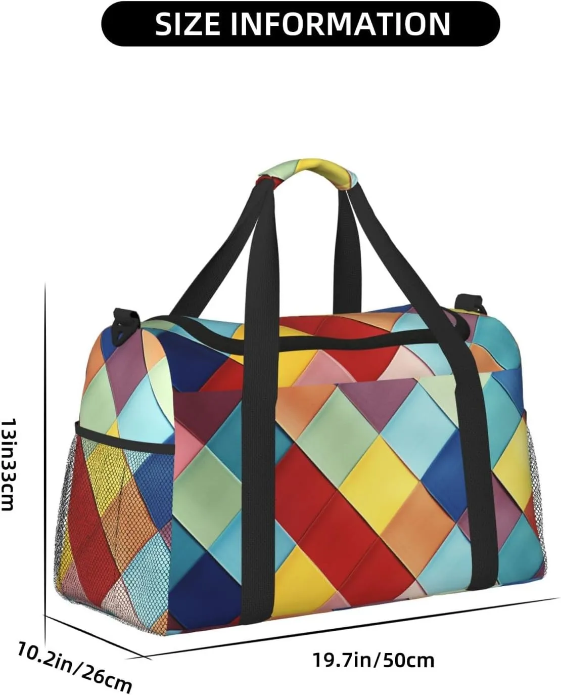 Gym Bag Colorful Plaid Duffel Bag for Men Women Travel Overnight Bag with Shoe Compartment Workout Bags