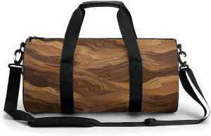 Gym Bag Dark Brown Stripes Duffel Bag for Men Women Overnight Bag with Shoe Compartment Workout Bags