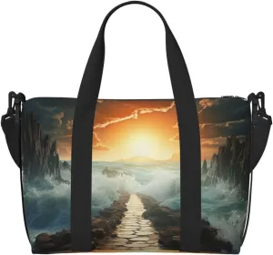 Gym Bag Divided Sea Pathway Duffel Bag for Men Women Travel Overnight Bag with Shoe Compartment Workout Bags