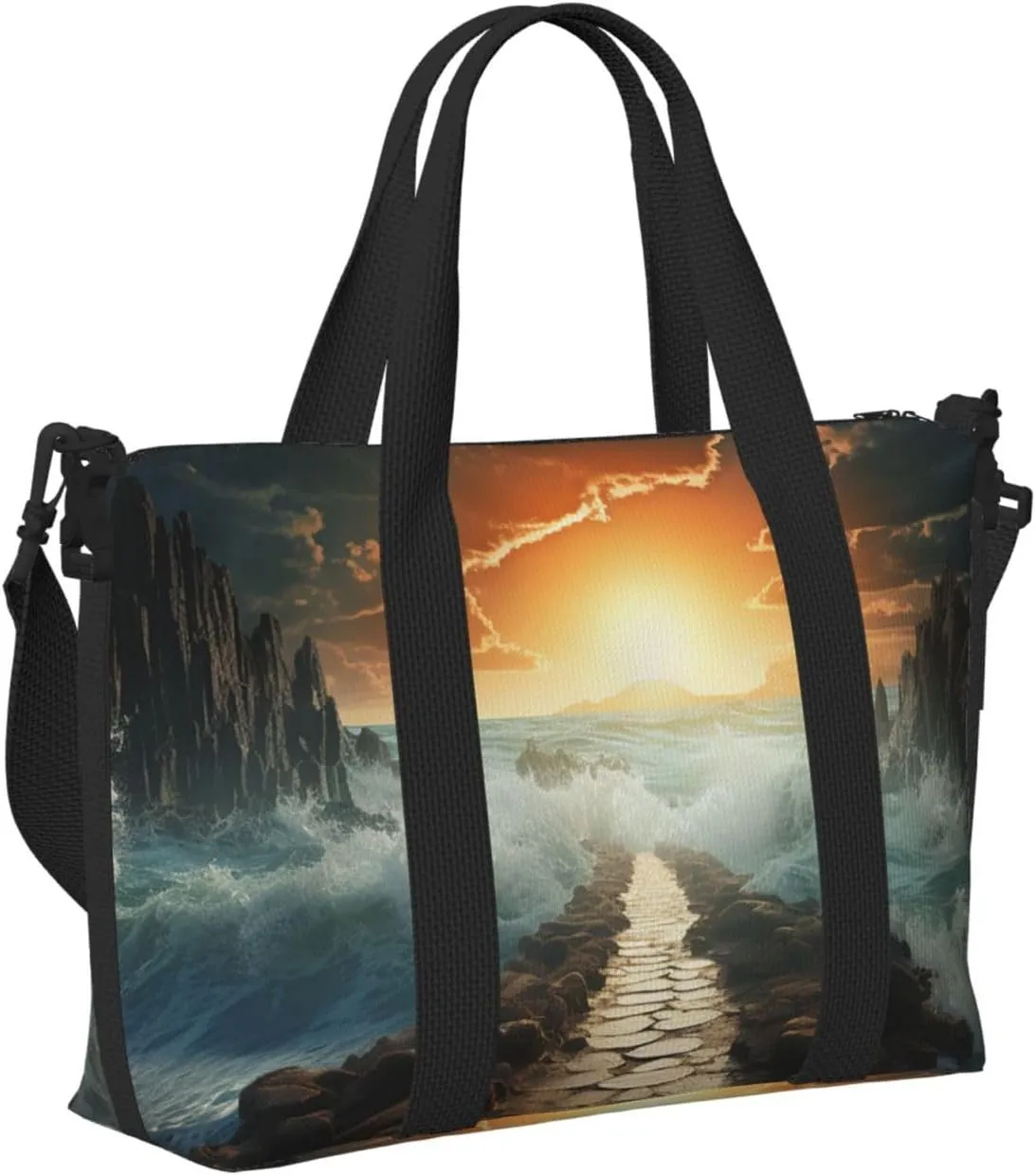 Gym Bag Divided Sea Pathway Duffel Bag for Men Women Travel Overnight Bag with Shoe Compartment Workout Bags