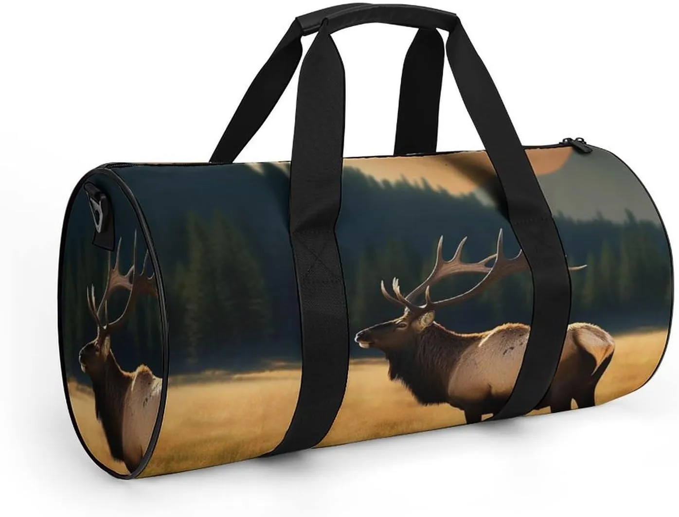 Gym Bag Elk In The Meadow Duffel Bag for Men Women Overnight Bag with Shoe Compartment Workout Bags