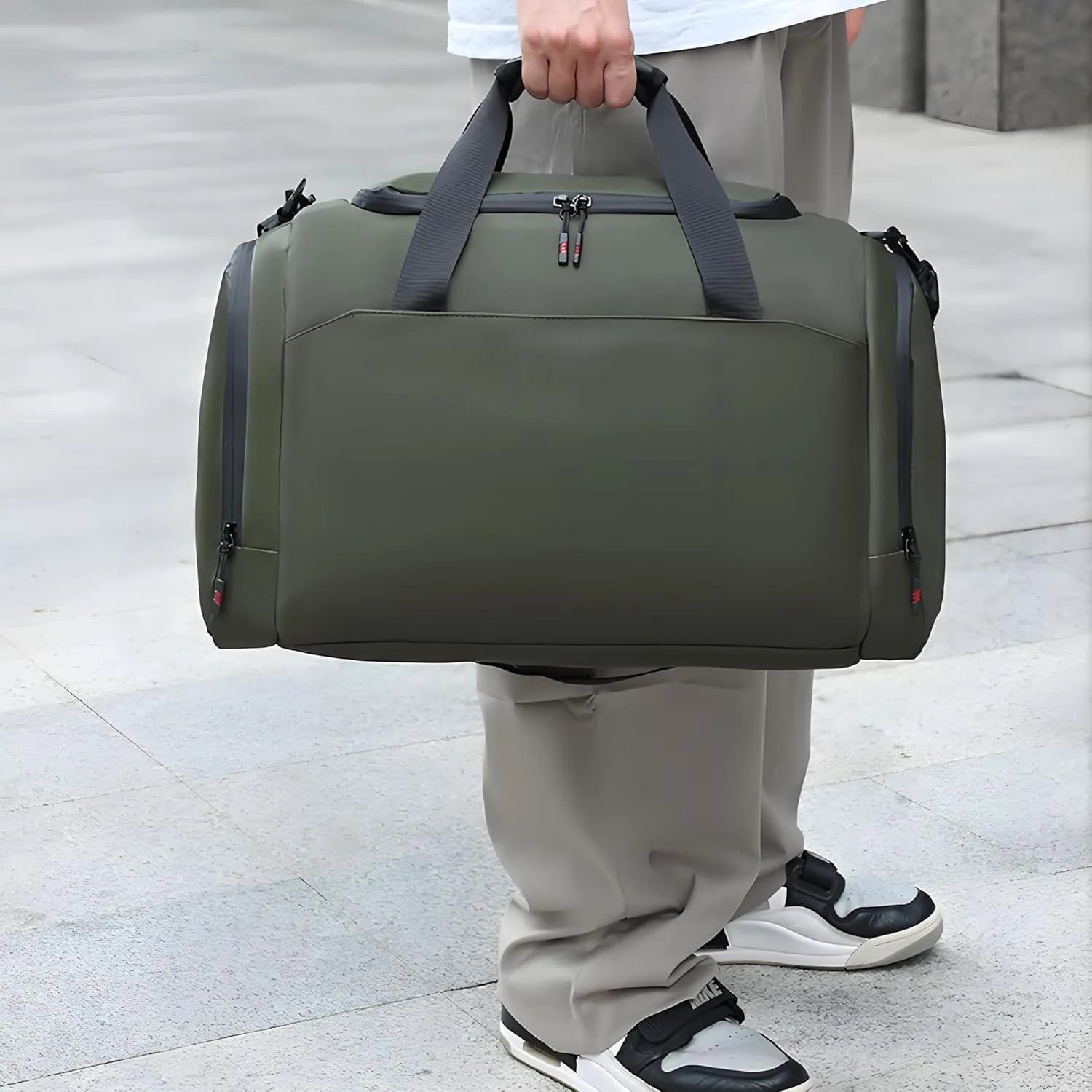 Gym Bag for Men & Women with Shoe and Wet Compartment - Gym Backpack Waterproof Sports Bags- Duffle Bag for Travel, Sports, Fitness & Workout (Army Green)