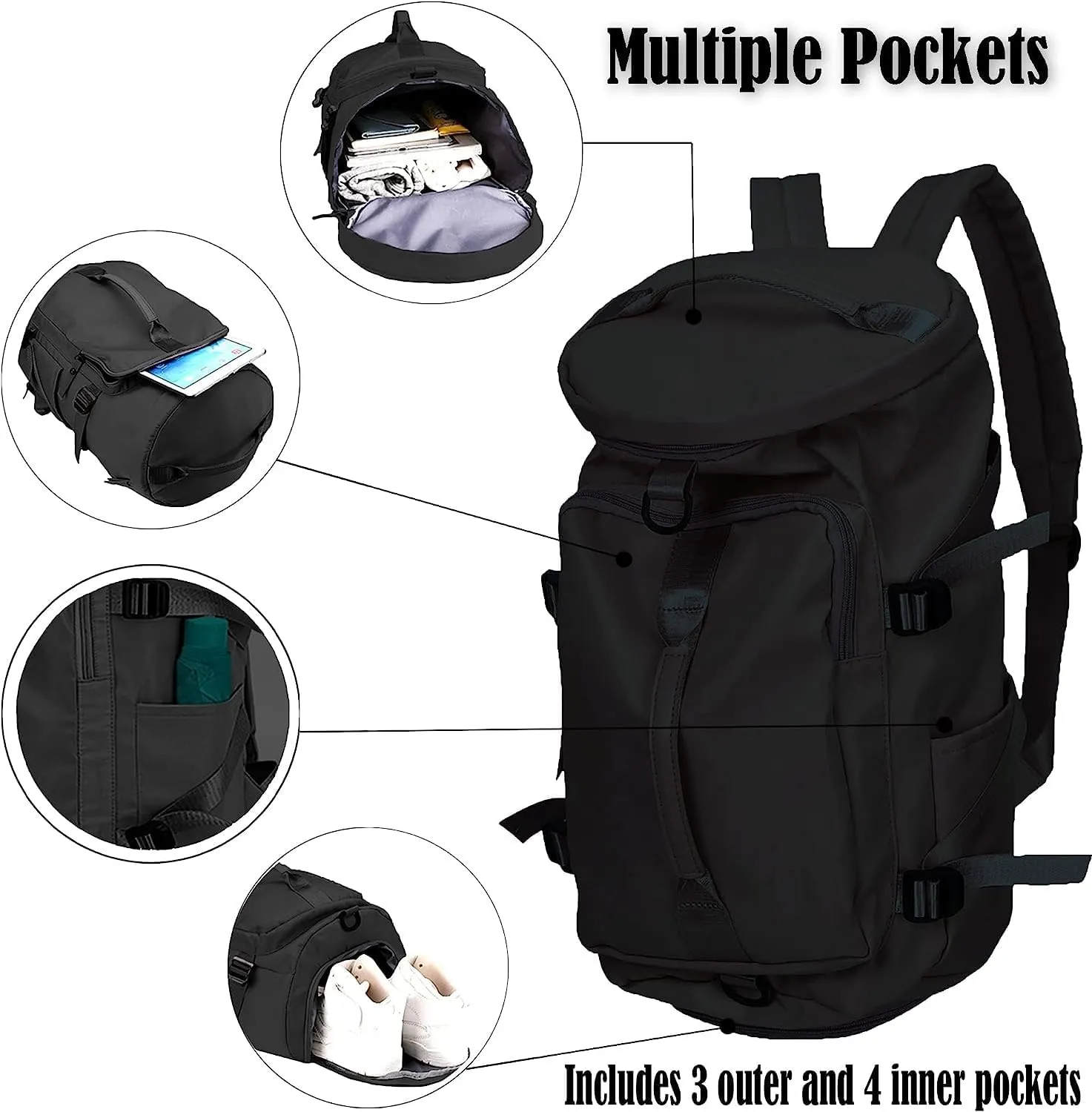 Gym Bag For Men Women, Sports Duffle Bag With Shoe Compartment & Wet Pocket, Tote And Backpack Double Design, Weekender Overnight Bags For Yoga Travel Swimming Camping (Green)