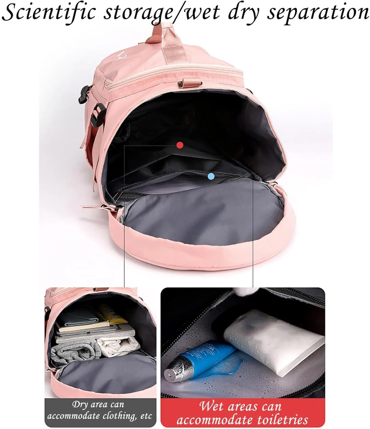 Gym Bag For Men Women, Sports Duffle Bag With Shoe Compartment & Wet Pocket, Tote And Backpack Double Design, Weekender Overnight Bags For Yoga Travel Swimming Camping (Green)