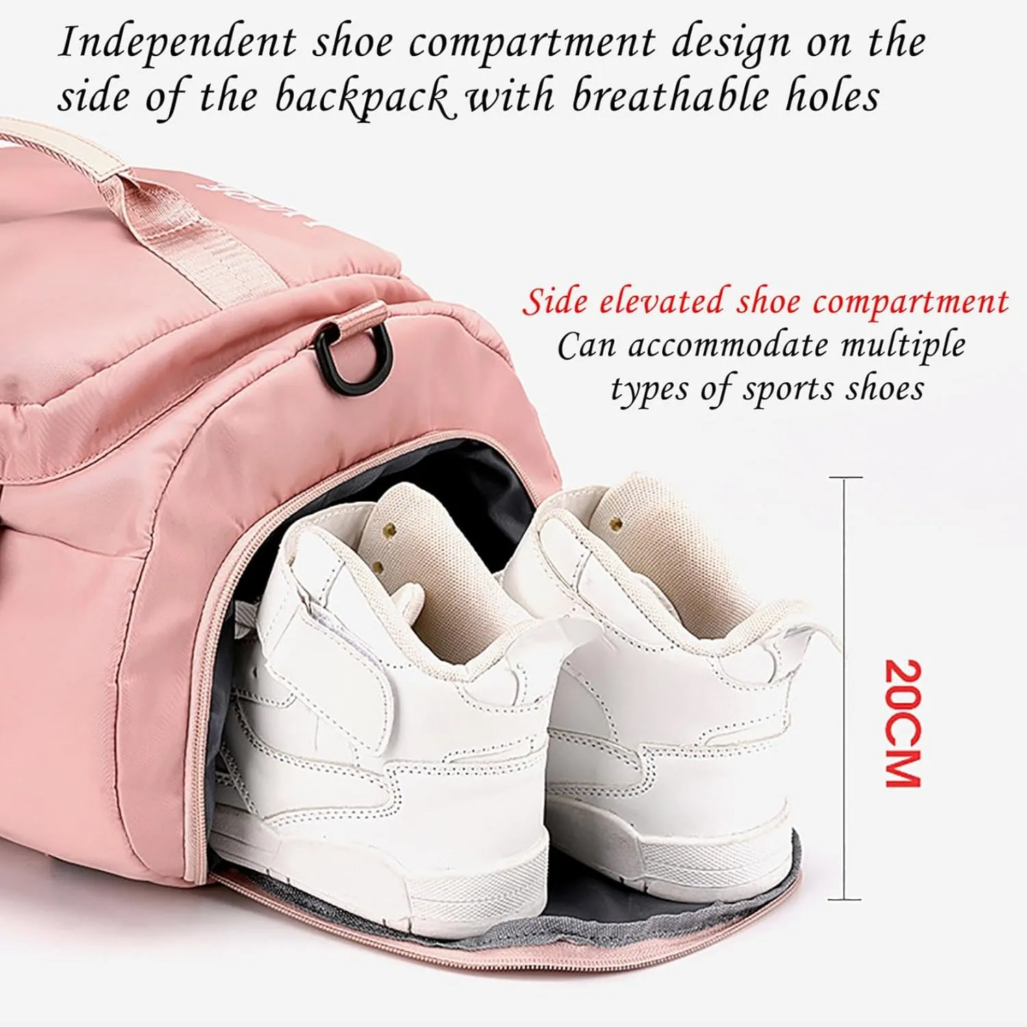 Gym Bag For Men Women, Sports Duffle Bag With Shoe Compartment & Wet Pocket, Tote And Backpack Double Design, Weekender Overnight Bags For Yoga Travel Swimming Camping (Pink)
