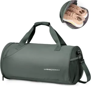 Gym Bag for Women & Men with Wet & Shoe Compartment, Small Duffle Bag for Travel, Sport, Gym, Workout, Overnight, Weekender, Carry-on - Dark Green