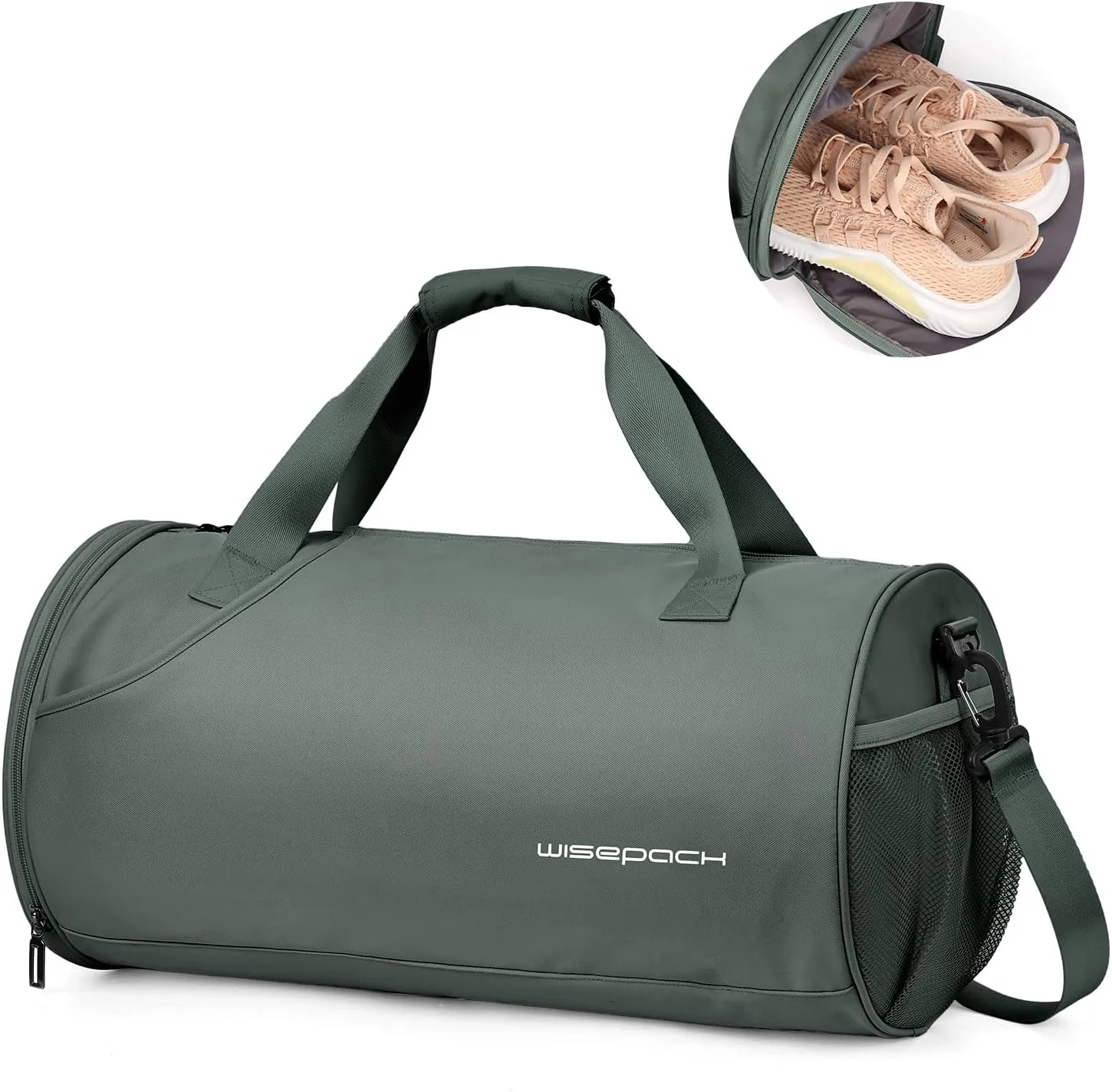 Gym Bag for Women & Men with Wet & Shoe Compartment, Small Duffle Bag for Travel, Sport, Gym, Workout, Overnight, Weekender, Carry-on - Dark Green