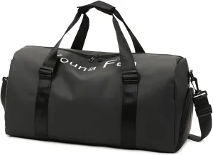 Gym Bag for Women and Men, Sports Gym Bag with Shoes Compartment & Wet Pocket, Waterproof Weekend Overnight Bag Carry on Bag Gym Tote Bag, Travel Bag for Beach Swim Bags Sports Gym (Black)