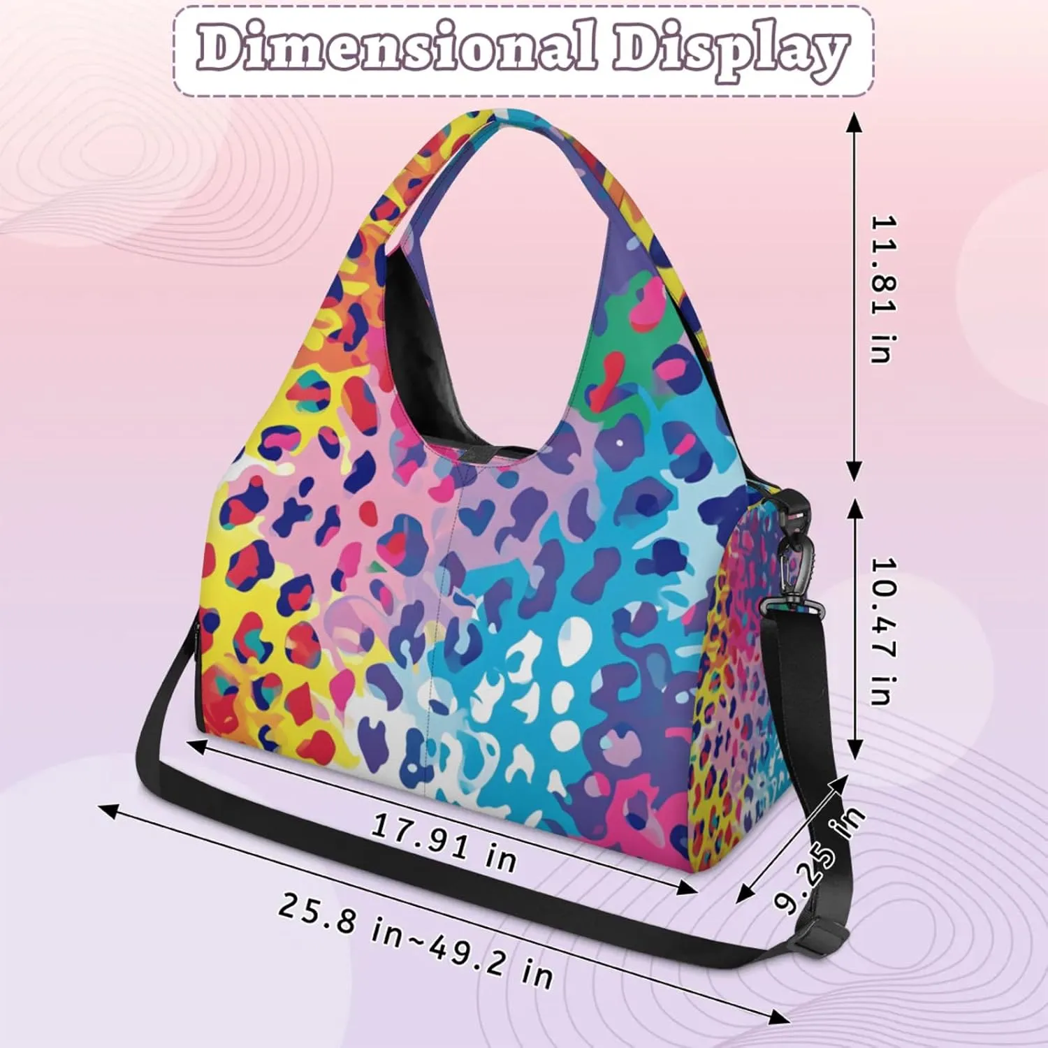 Gym Bag for Women Colorful Leopard Print Duffel Bag with Shoe Compartment and Yoga Mat Holder Portable Weekender Bags Travel Tote Bags