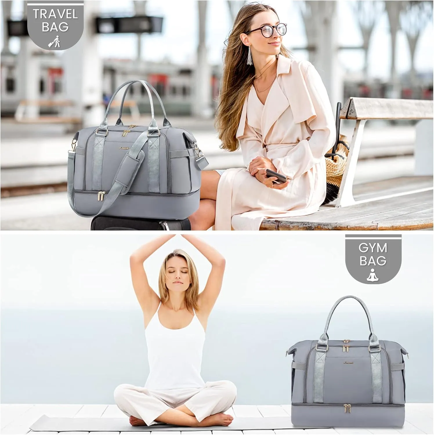 Gym Bag for Women LOVEVOOK Travel Duffel Bag with USB Charging Port,Weekender Bags for Women with Shoe Compartment,Carry on Overnight Bag with Toiletry Bag,Hospital Bags for Labor and Deliver