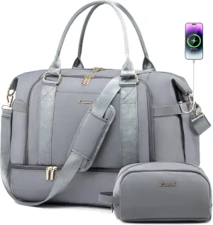 Gym Bag for Women LOVEVOOK Travel Duffel Bag with USB Charging Port,Weekender Bags for Women with Shoe Compartment,Carry on Overnight Bag with Toiletry Bag,Hospital Bags for Labor and Deliver