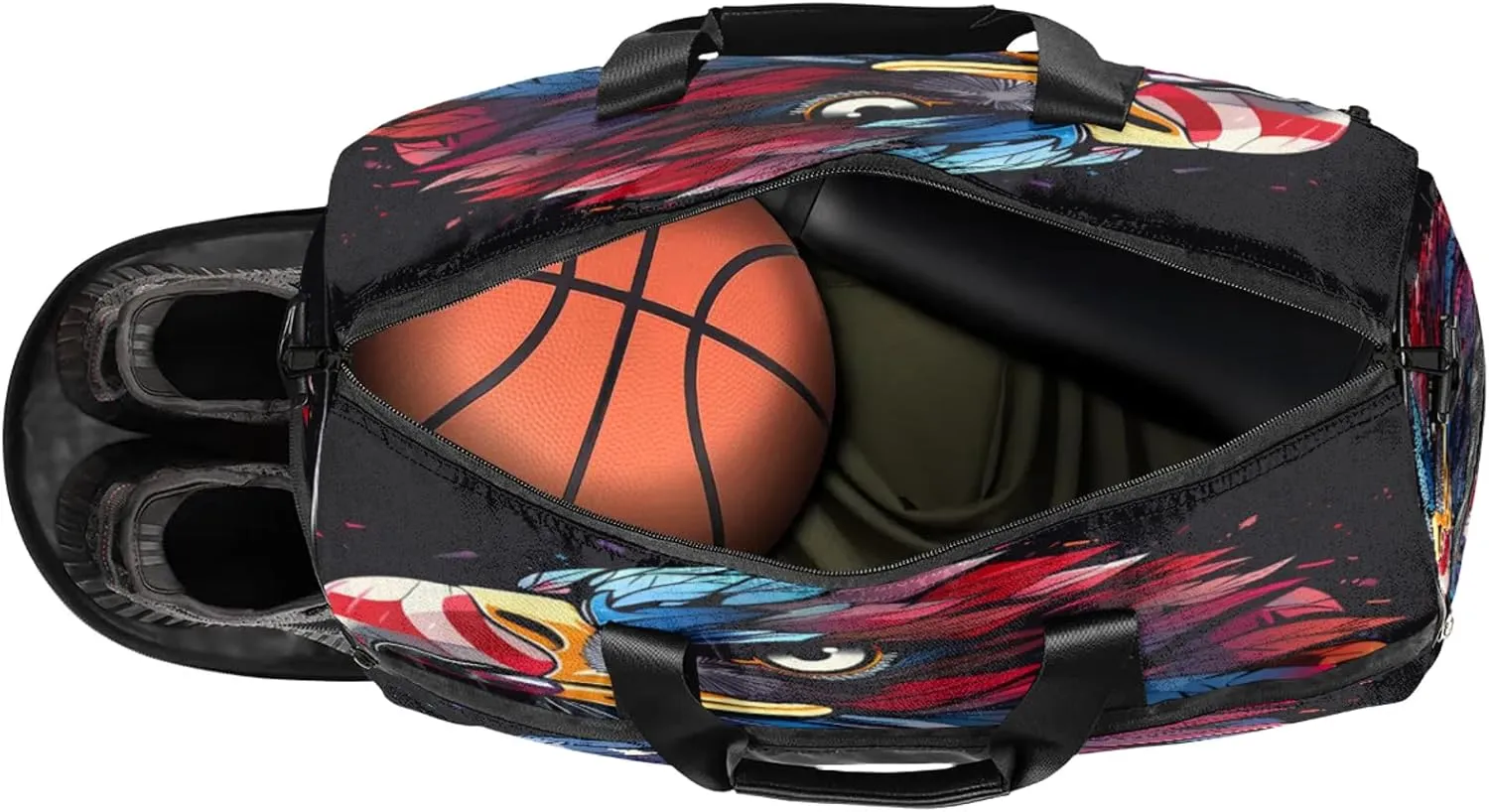Gym Bag for Women Men Animal Abstract Colorful Eagle Travel Duffle Bag with Shoe Compartment Waterproof Sports Tote Bags Large Overnight Weekender Bags for Travel Swimming Gym Yoga Dance