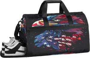 Gym Bag for Women Men Animal Abstract Colorful Eagle Travel Duffle Bag with Shoe Compartment Waterproof Sports Tote Bags Large Overnight Weekender Bags for Travel Swimming Gym Yoga Dance