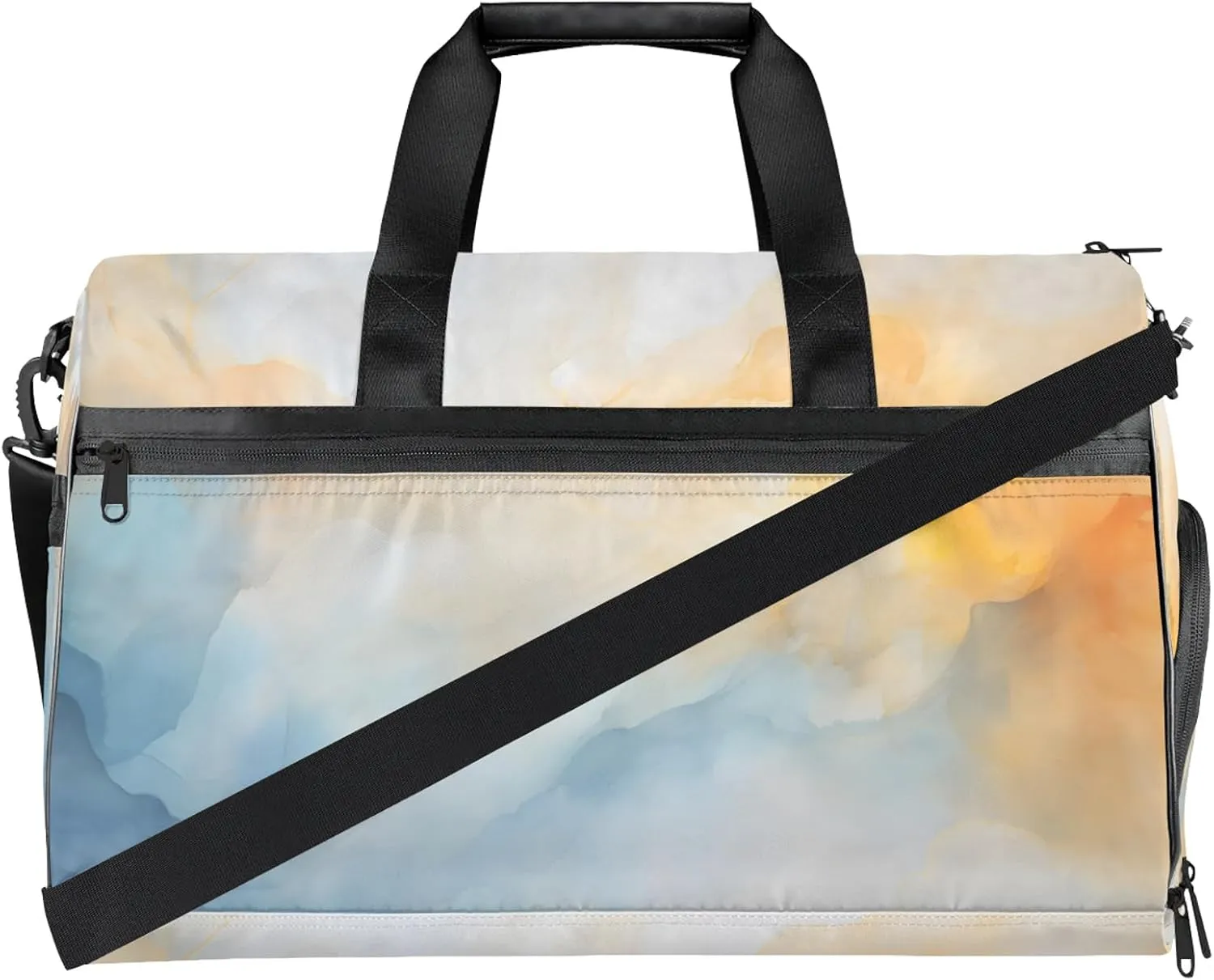 Gym Bag for Women Men Simple Marble Texture White Travel Duffle Bag with Shoe Compartment Waterproof Sports Tote Bags Large Overnight Weekender Bags for Travel Swimming Gym Yoga Dance