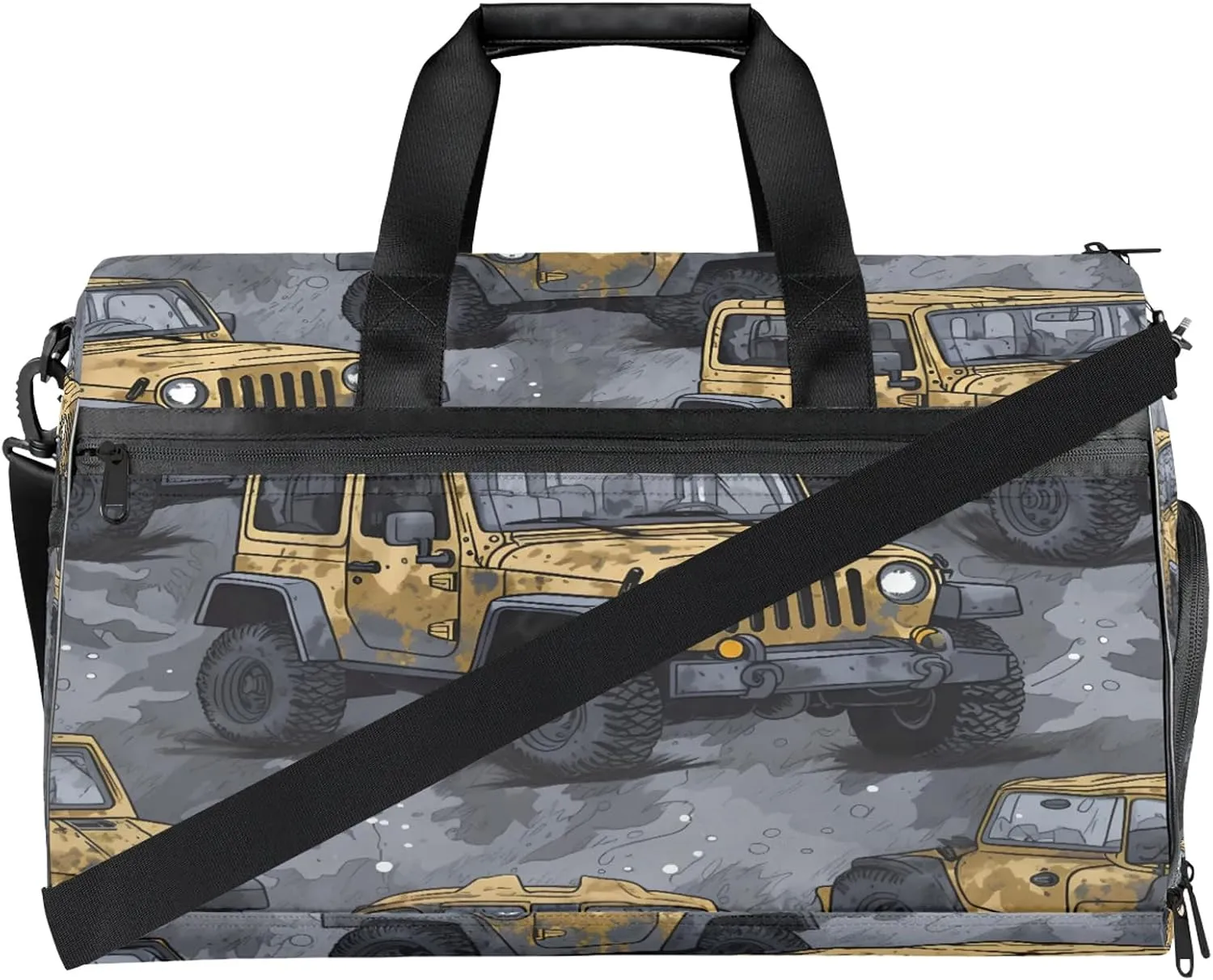 Gym Bag for Women Men Truck Cartoon Car Travel Duffle Bag with Shoe Compartment Waterproof Sports Tote Bags Large Overnight Weekender Bags for Travel Swimming Gym Yoga Dance