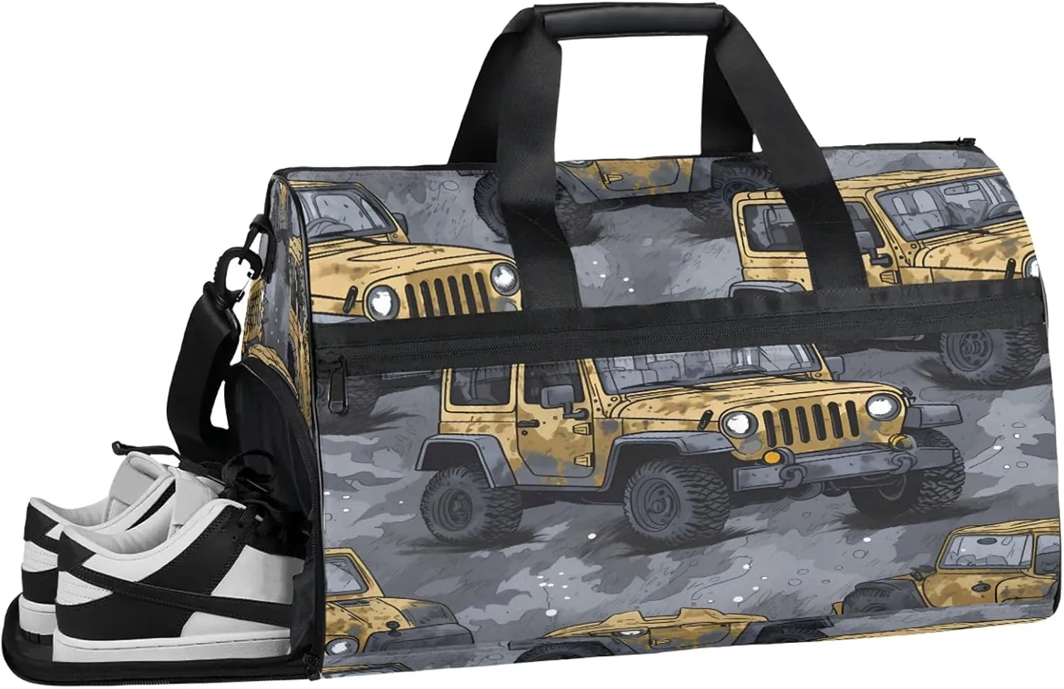 Gym Bag for Women Men Truck Cartoon Car Travel Duffle Bag with Shoe Compartment Waterproof Sports Tote Bags Large Overnight Weekender Bags for Travel Swimming Gym Yoga Dance