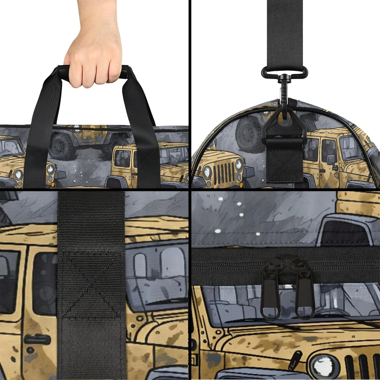 Gym Bag for Women Men Truck Cartoon Car Travel Duffle Bag with Shoe Compartment Waterproof Sports Tote Bags Large Overnight Weekender Bags for Travel Swimming Gym Yoga Dance