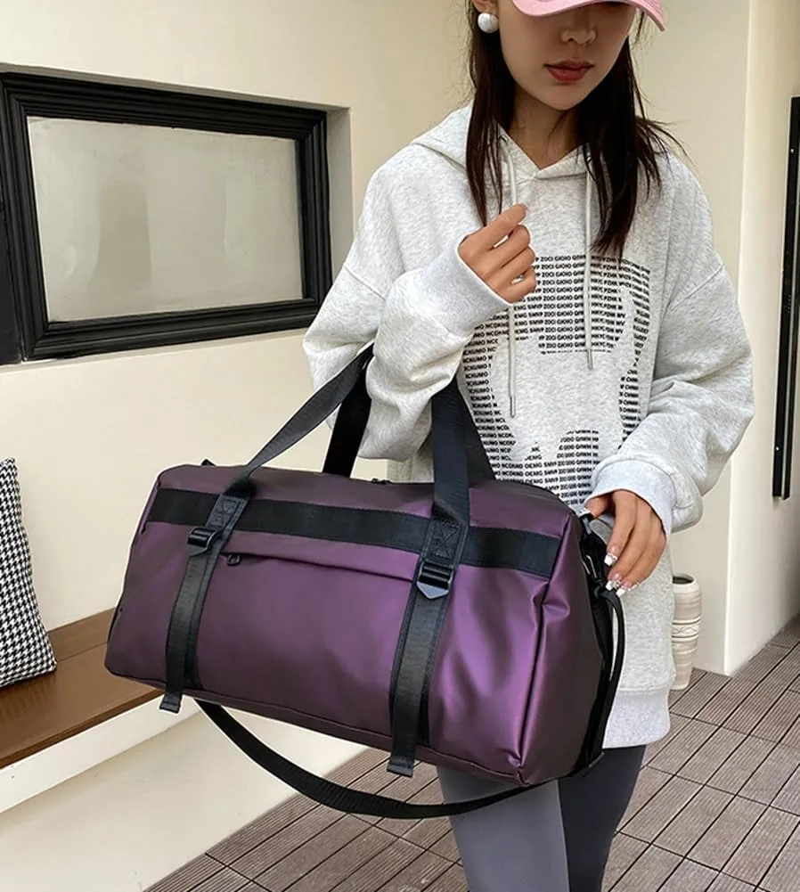 Gym Bag for Women Men with Shoe Compartment Waterproof Travel Duffel Weekender Carry on Beach Yoga Overnight Luggage