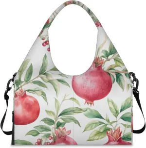 Gym Bag for Women Pomegranate Branch Duffel Bag with Shoe Compartment and Yoga Mat Holder Portable Weekender Bags Travel Tote Bags