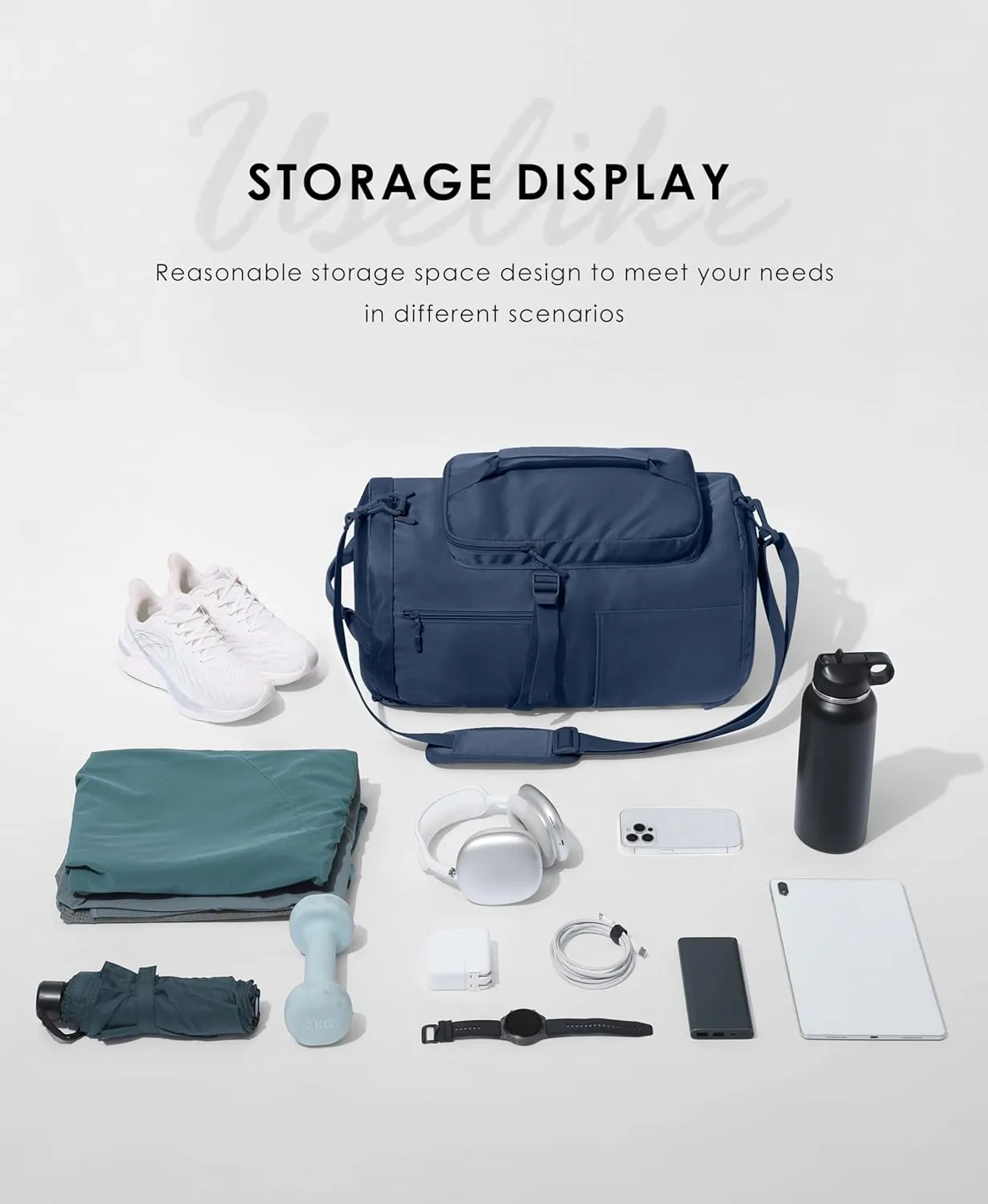 Gym Bag for Women Workout Gym Backpack with Shoe Compartment Sports Duffel Bag Multiple Pockets 30L (Navy)