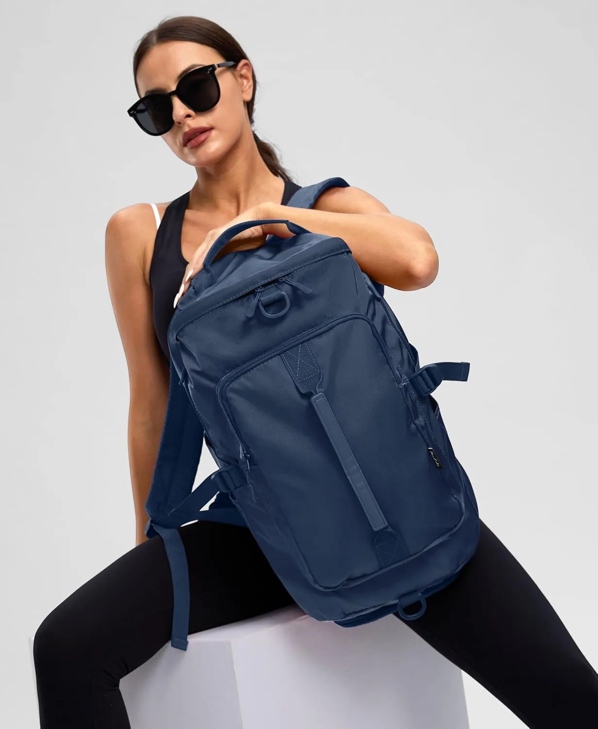 Gym Bag for Women Workout Gym Backpack with Shoe Compartment Sports Duffel Bag Multiple Pockets 30L (Navy)