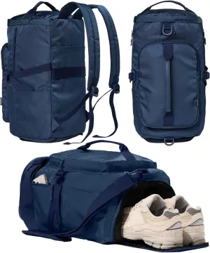 Gym Bag for Women Workout Gym Backpack with Shoe Compartment Sports Duffel Bag Multiple Pockets 30L (Navy)