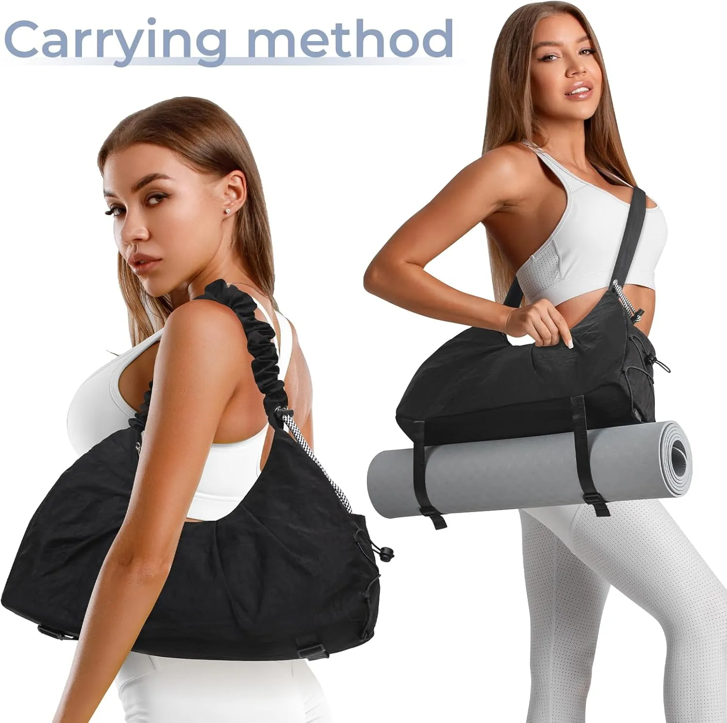 Gym Bag For Women Yoga Mat Bag With Shoes Compartment, Weekender Tote Bag With Wet Pocket For Travel, Gym, Yoga