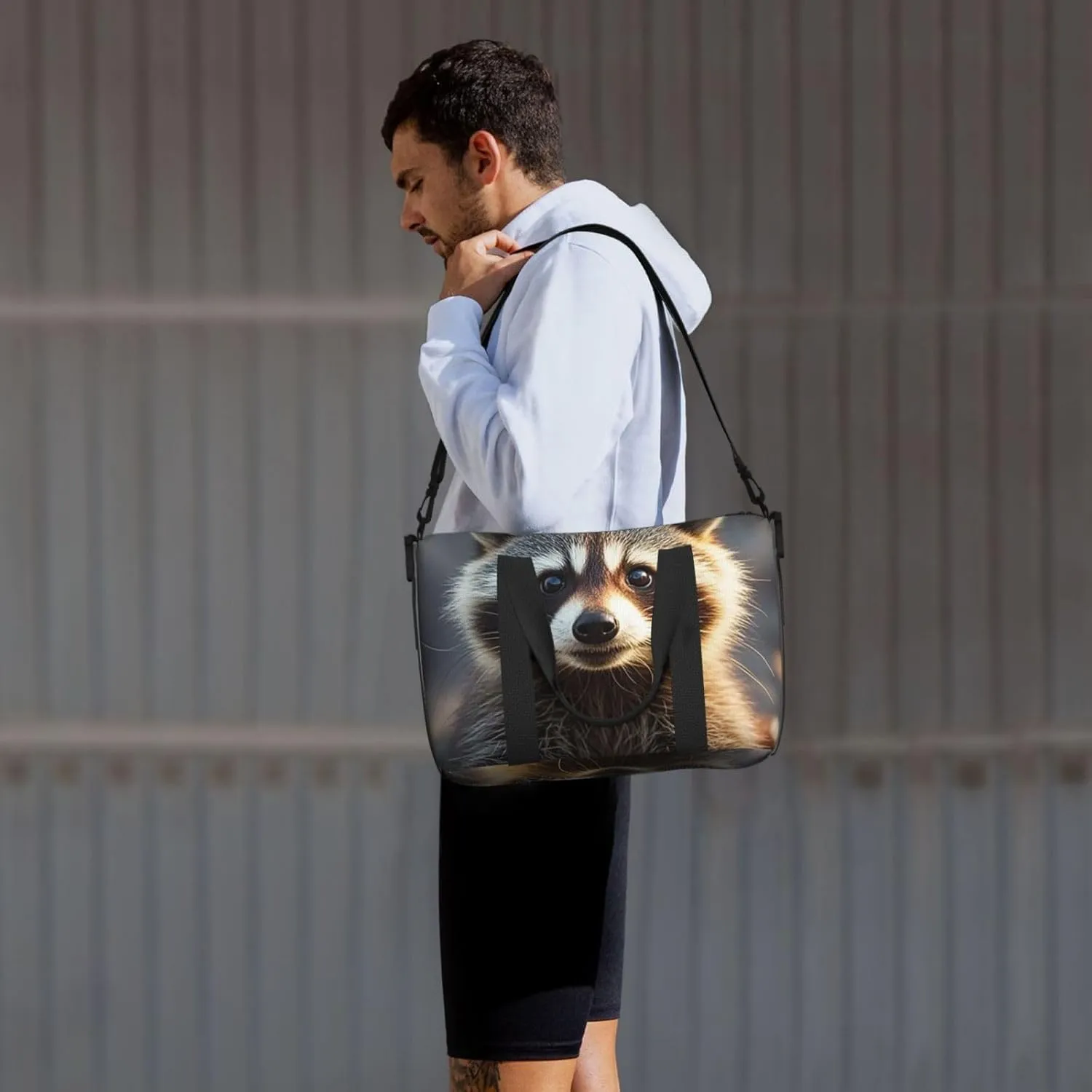 Gym Bag Funny raccoon3 Duffel Bag for Men Women Travel Overnight Bag with Shoe Compartment Workout Bags
