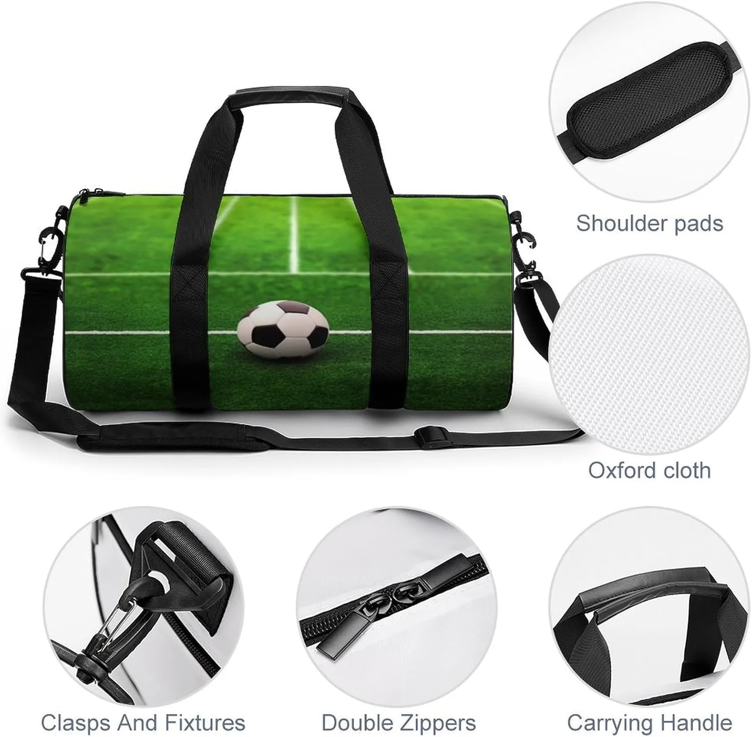 Gym Bag Grass Field Soccer Playground Duffel Bag for Men Women Overnight Bag with Shoe Compartment Workout Bags