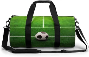 Gym Bag Grass Field Soccer Playground Duffel Bag for Men Women Overnight Bag with Shoe Compartment Workout Bags