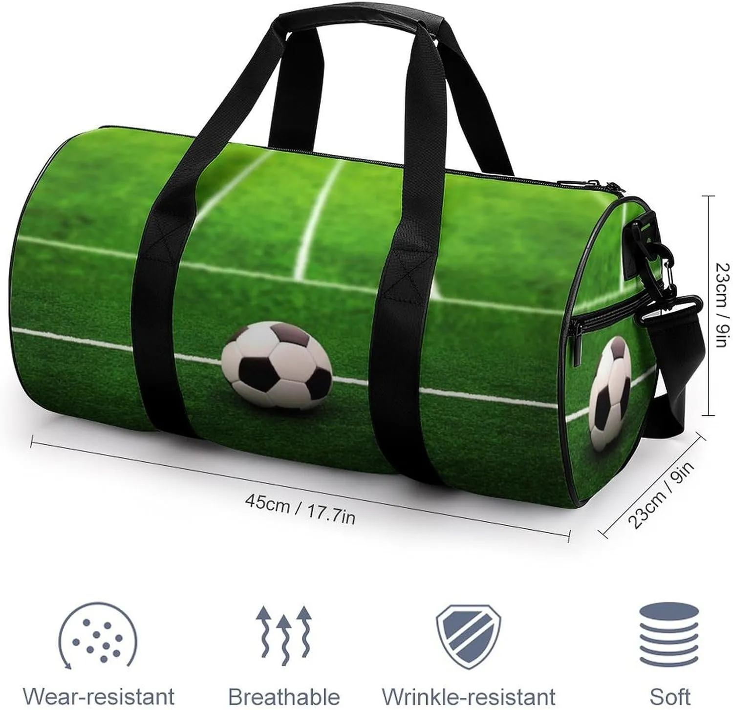 Gym Bag Grass Field Soccer Playground Duffel Bag for Men Women Overnight Bag with Shoe Compartment Workout Bags