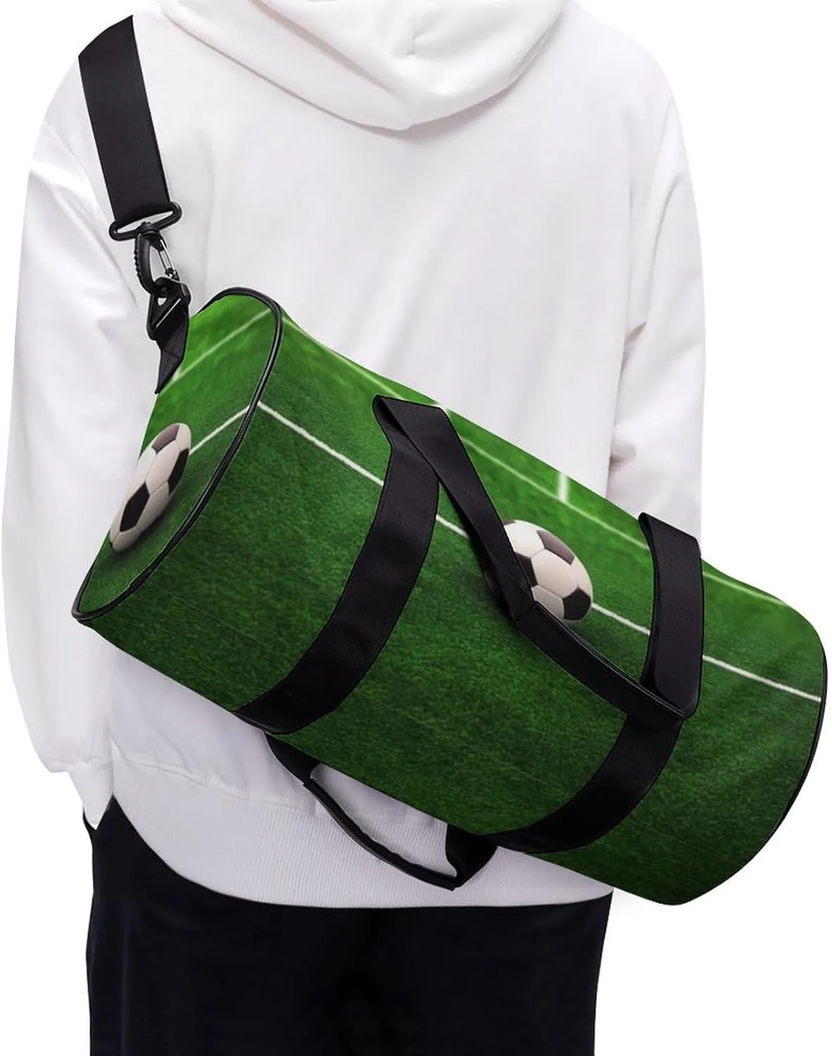 Gym Bag Grass Field Soccer Playground Duffel Bag for Men Women Overnight Bag with Shoe Compartment Workout Bags