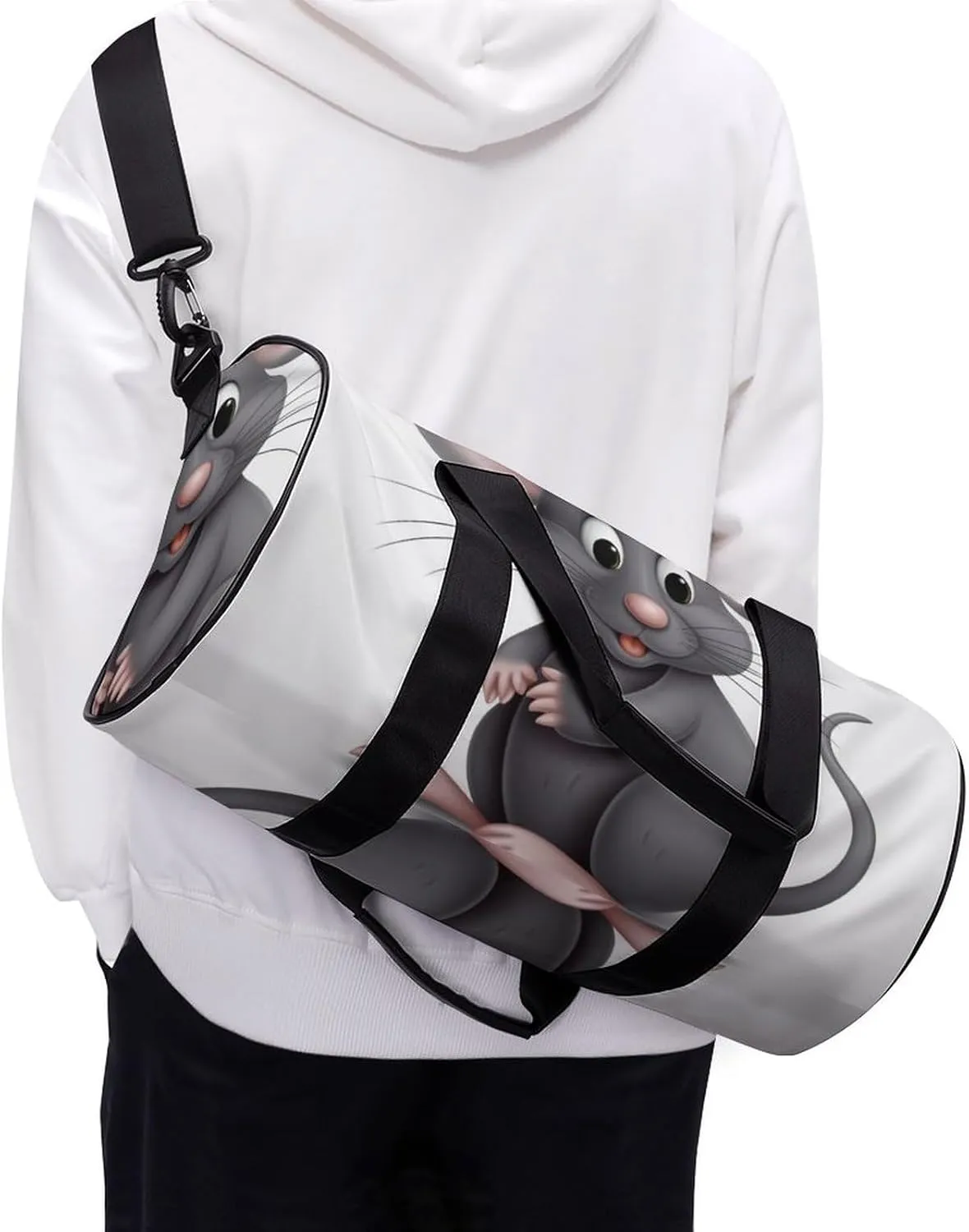 Gym Bag Gray Animals Duffel Bag for Men Women Overnight Bag with Shoe Compartment Workout Bags