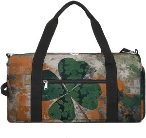 Gym Bag Green Leaves Image Duffel Bag for Men Women Overnight Bag with Shoe Compartment Workout Bags
