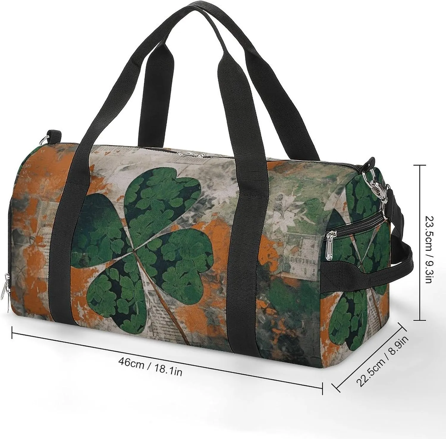 Gym Bag Green Leaves Image Duffel Bag for Men Women Overnight Bag with Shoe Compartment Workout Bags
