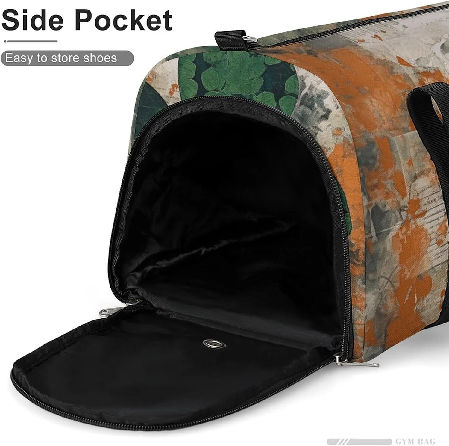 Gym Bag Green Leaves Image Duffel Bag for Men Women Overnight Bag with Shoe Compartment Workout Bags