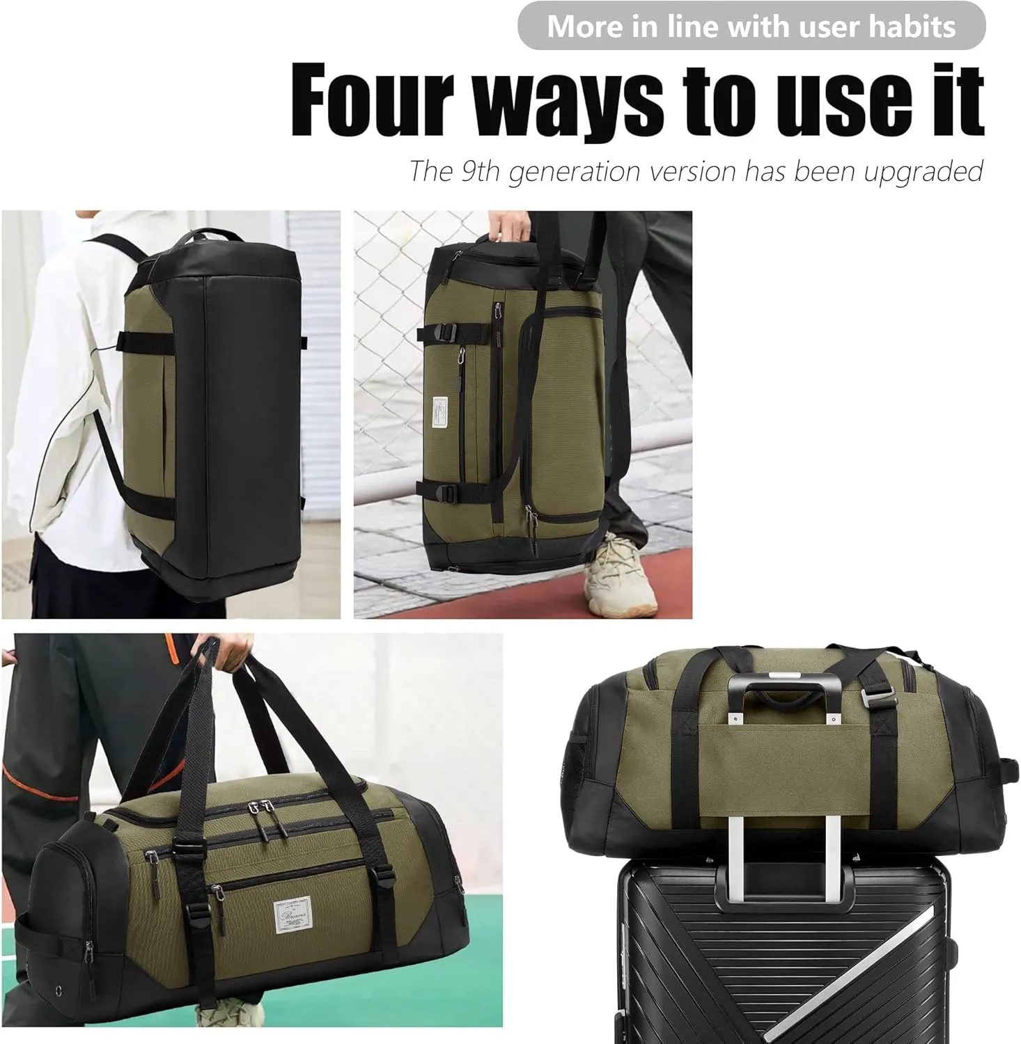 Gym Bag, Gym Bags for Men, Duffle Bag, Gym Bag Men, Duffel Bag, 40L Travel Bag With Shoe Locker, Travel Duffel Bags
