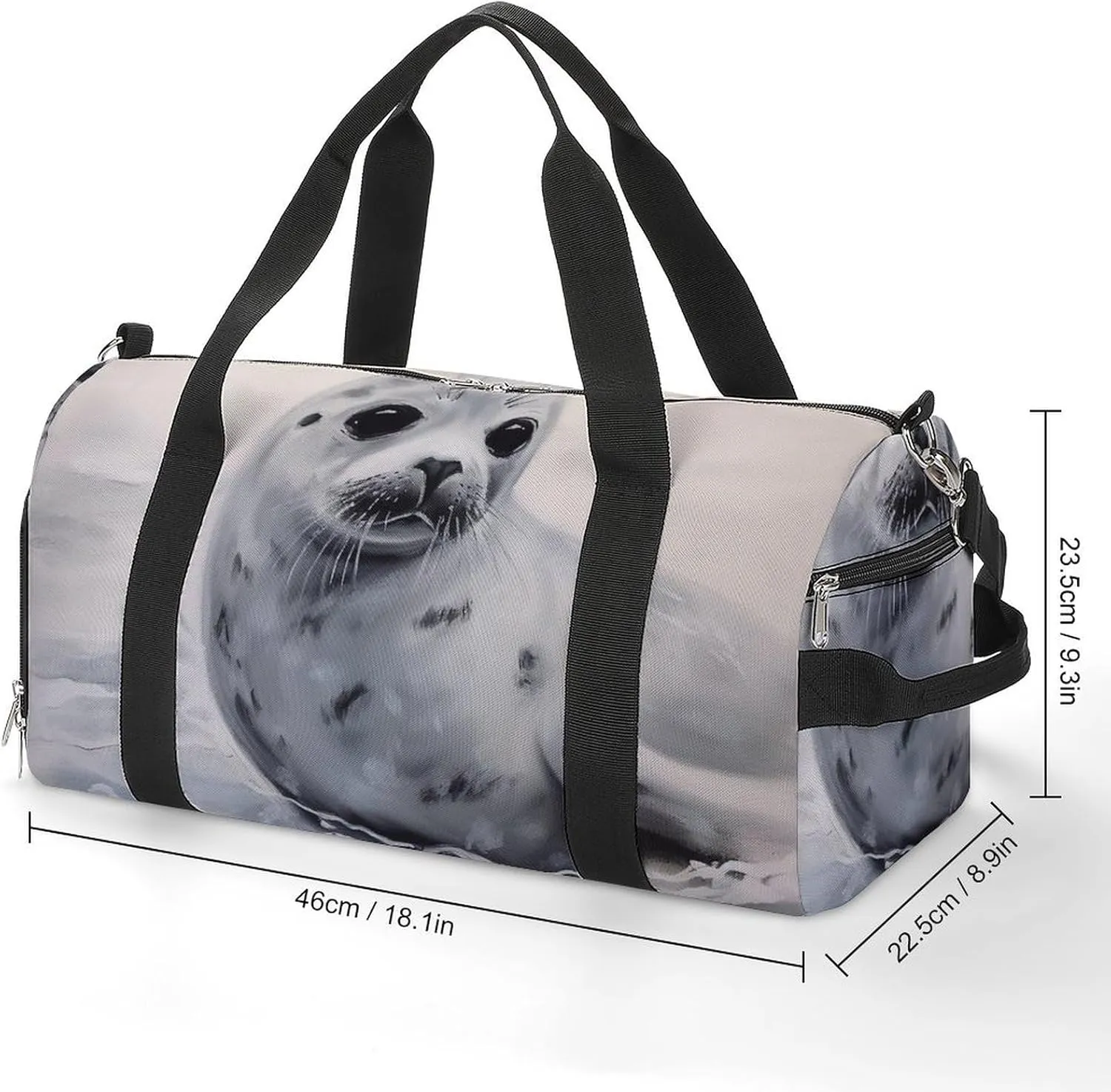 Gym Bag Harp Seal Painting Duffel Bag for Men Women Overnight Bag with Shoe Compartment Workout Bags