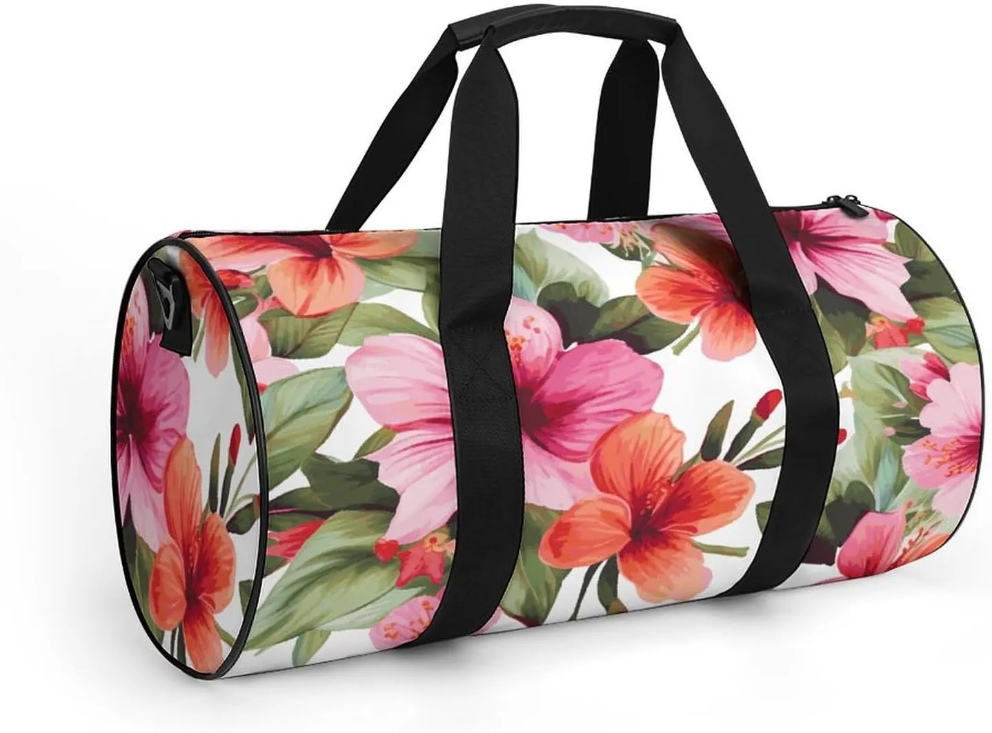 Gym Bag Hawaiian Flower Print Duffel Bag for Men Women Overnight Bag with Shoe Compartment Workout Bags