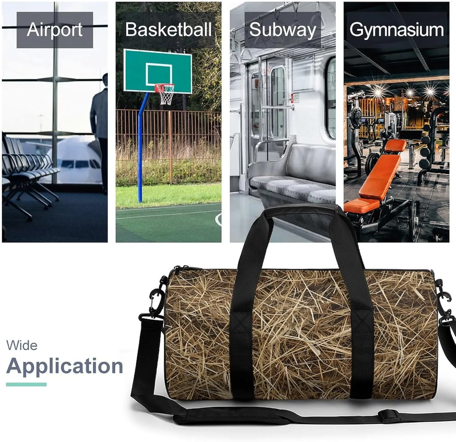 Gym Bag Hay Texture Photo Duffel Bag for Men Women Overnight Bag with Shoe Compartment Workout Bags