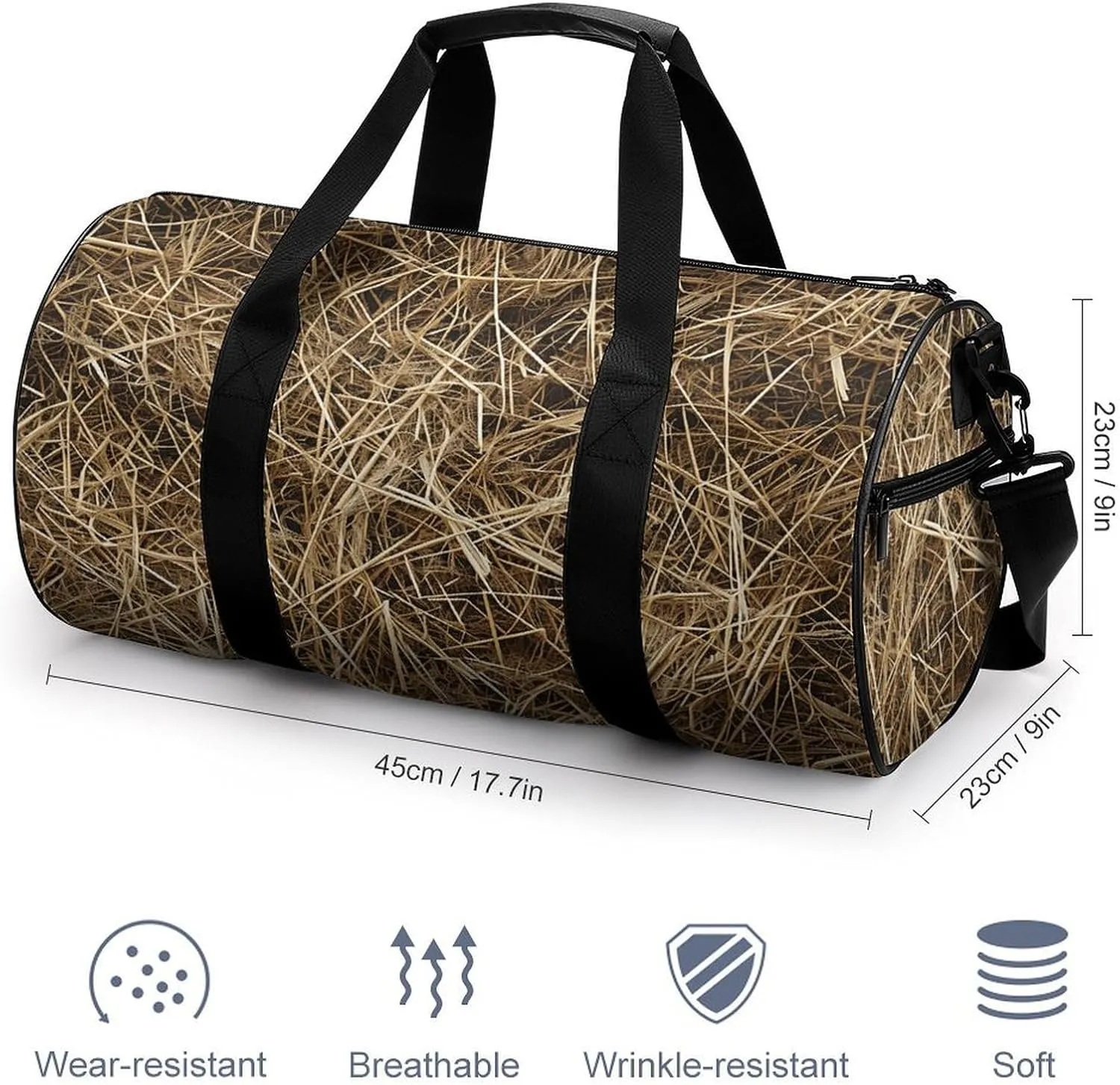 Gym Bag Hay Texture Photo Duffel Bag for Men Women Overnight Bag with Shoe Compartment Workout Bags