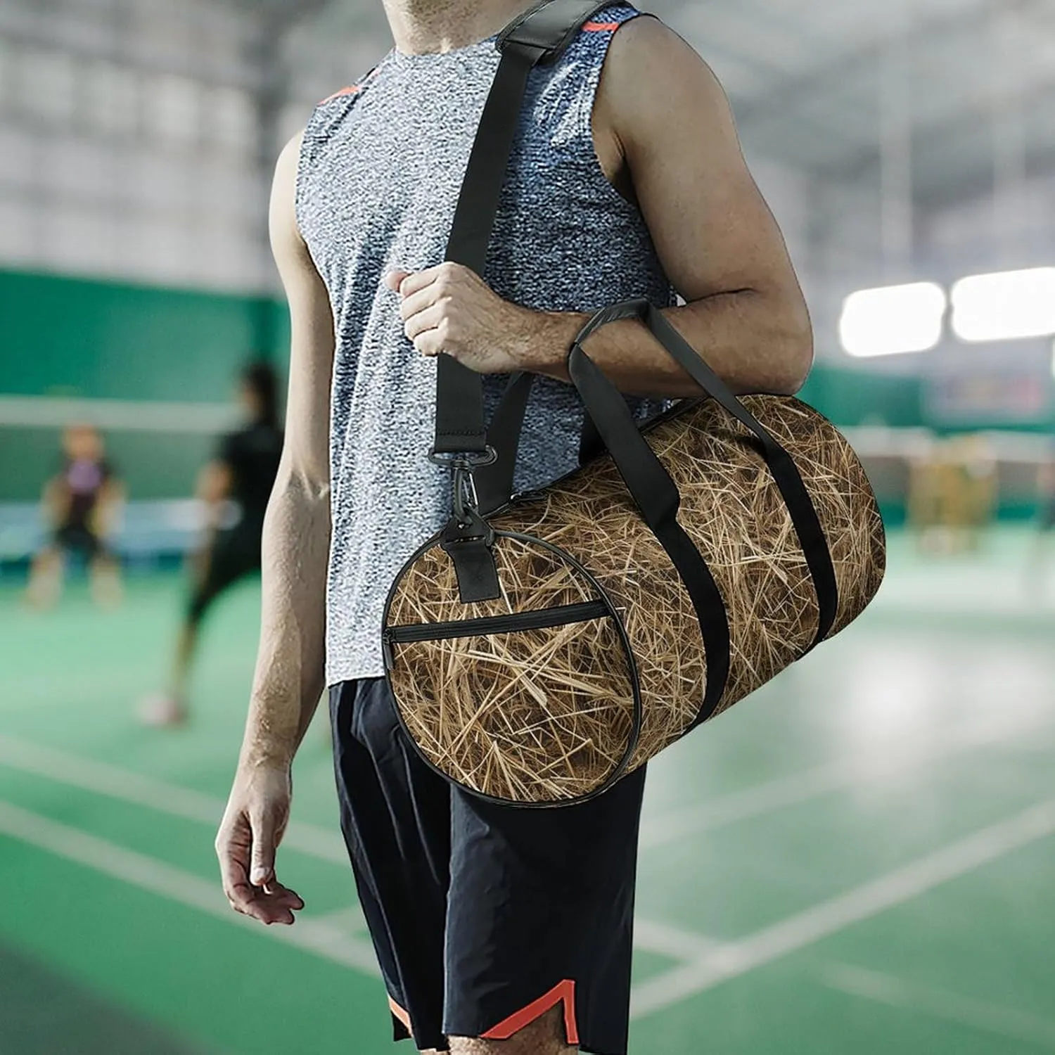 Gym Bag Hay Texture Photo Duffel Bag for Men Women Overnight Bag with Shoe Compartment Workout Bags