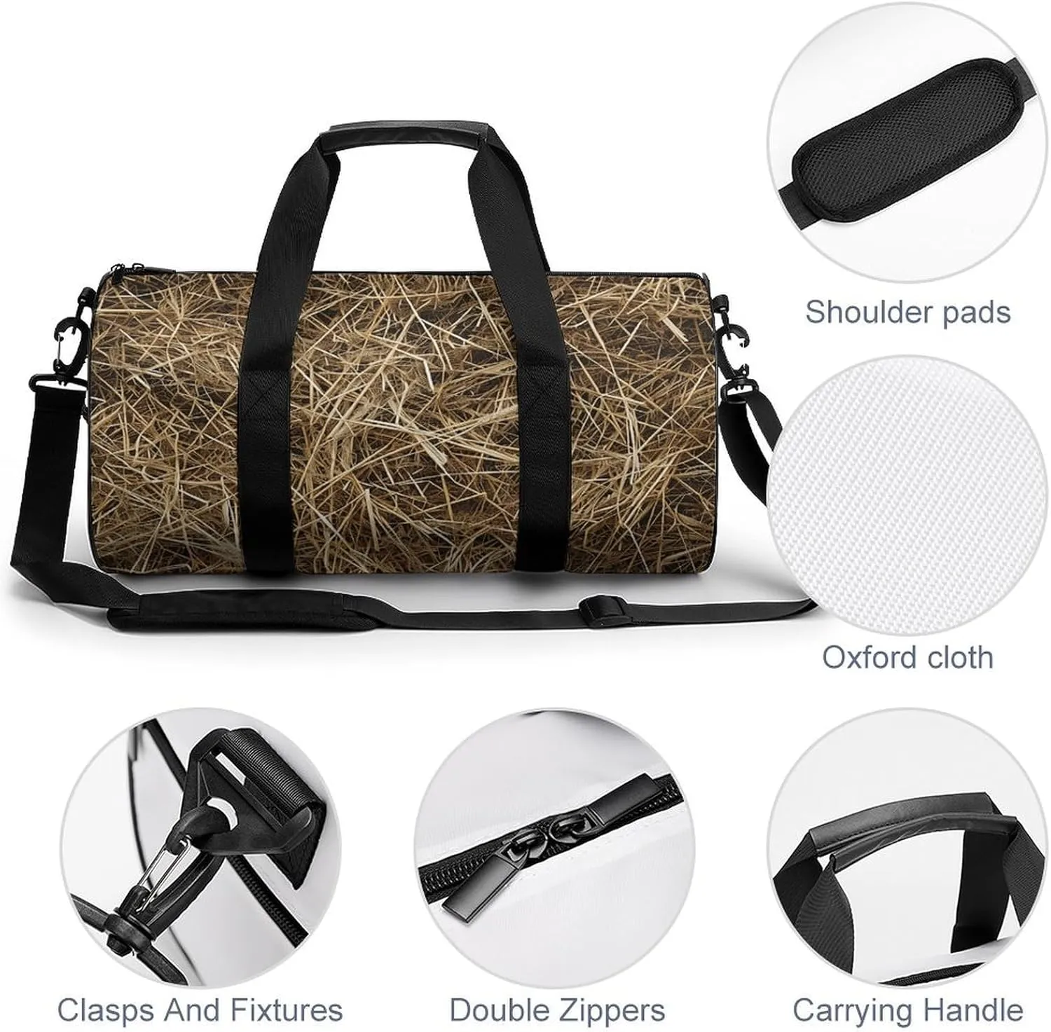 Gym Bag Hay Texture Photo Duffel Bag for Men Women Overnight Bag with Shoe Compartment Workout Bags