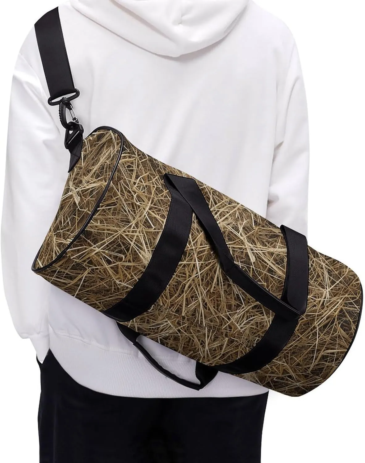 Gym Bag Hay Texture Photo Duffel Bag for Men Women Overnight Bag with Shoe Compartment Workout Bags